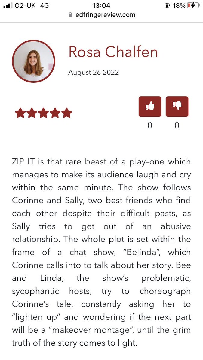 WE GOT 5⭐️!!!! <a href="/edfringe_review/">EdFringeReview</a> 
2 more shows to catch ZIP IT!! 14:45 <a href="/theSpaceUK/">theSpaceUK</a> @ Niddry St