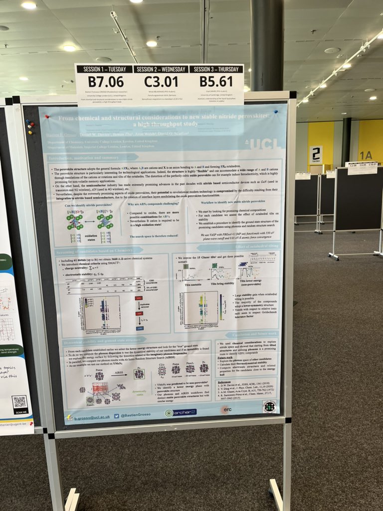 BastienGrosso's tweet photo. Very happy that my poster about discovering new nitride perovskites was selected among the top 10%!
In case you missed it or want to have a look… 
Thanks to @scanlond81 @lonepair @danwdavies and @1stbz for the collaboration! https://t.co/X9yP2qPlWF