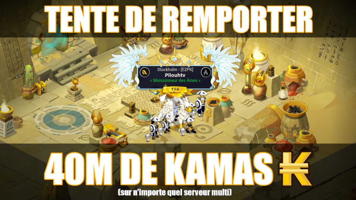 PilouhTV's tweet photo. 🎁GIVEAWAY🎁

On vient de passer les 300 followers sur Twitch !

Pour fêter ça, tentez de remporter la coquette somme de 40M de kamas sur #DOFUS !!!

Pour jouer :
•RT + Follow
•Follow https://t.co/aFnqZhIgcP

Tirage au sort dès le 3 septembre, 
🍀Bonne chance à tous! https://t.co/4LHPpIBuqQ