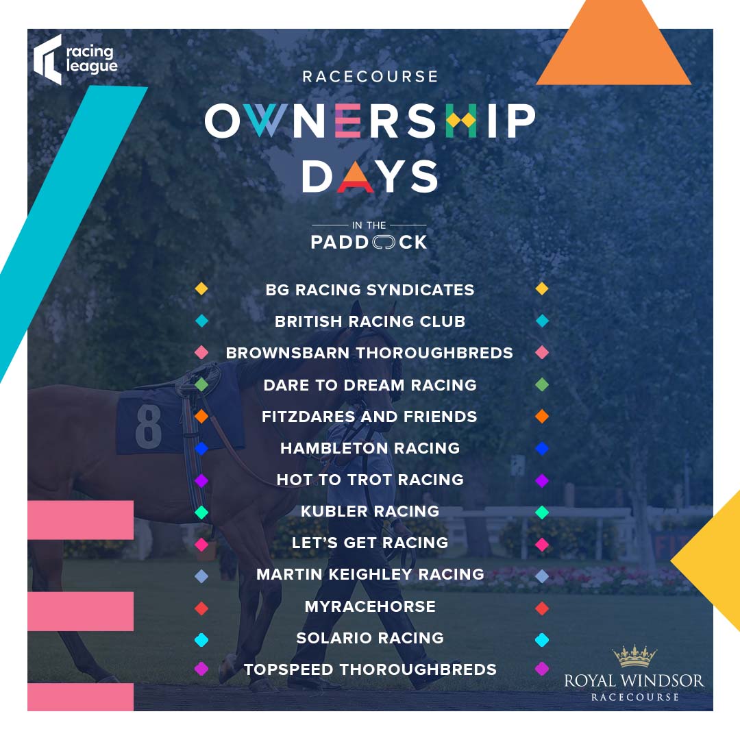 GBRacing's tweet photo. Heading to the @RacingLeagueUK fixture at @WindsorRaces next Thursday? 🐎

Make sure you visit the Syndicate Village to meet and chat with a fantastic line up of syndicates and racing clubs to discover the right type of ownership to suit you 👇 https://t.co/j83trWRwwG