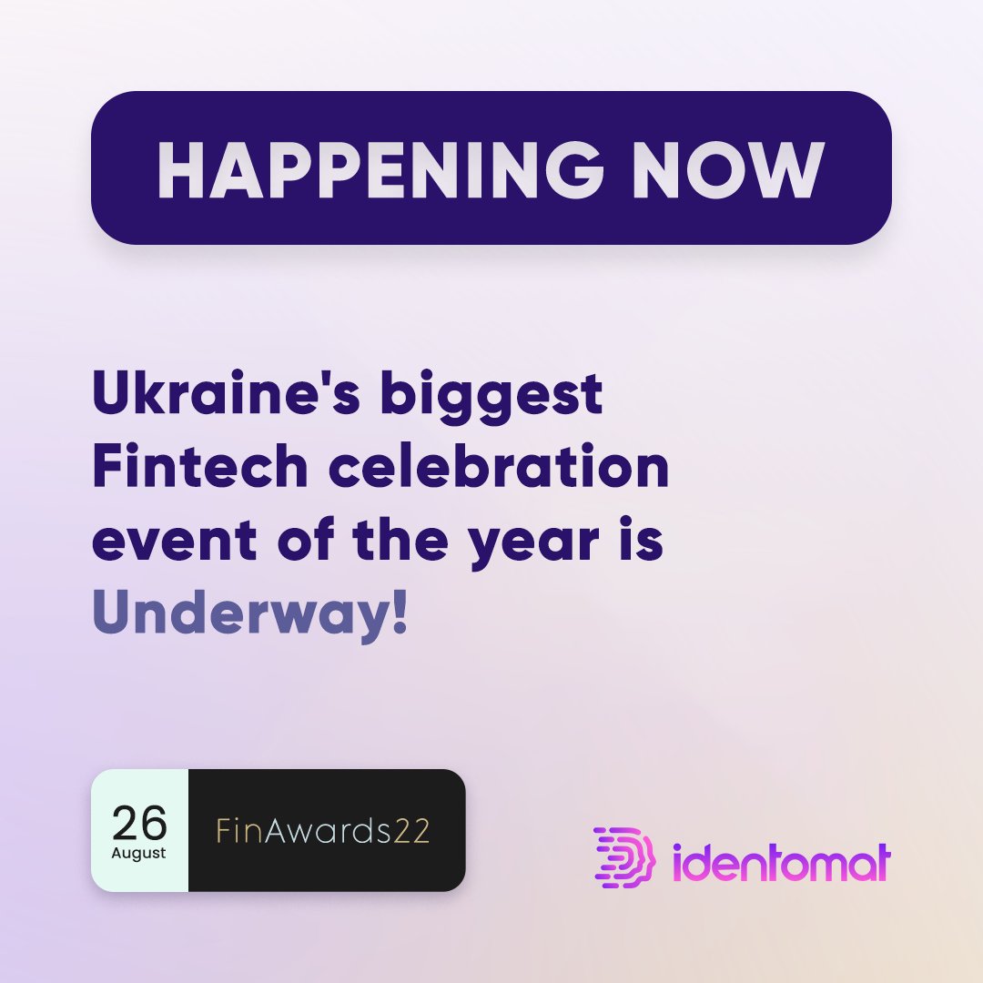 identomat's tweet photo. Happening Now 🎇

Ukraine's biggest Fintech celebration event of the year – Fin Awards 2022 is underway!

1 | 3 https://t.co/WXEd4LSUWJ