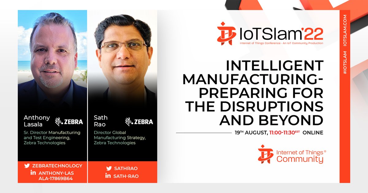 PUBLISHED: Intelligent Manufacturing – Preparing for the Disruptions and Beyond, IoT Slam XX Keynote by @SathRao and Anthony Lasala - @ZebraTechnology with Guy Merritt @SoftServeInc iotpractitioner.com/intelligent-ma… #IoTCommunity #IoTSlam #IoTPL #IoTCL #IoT #IMIoTCoE