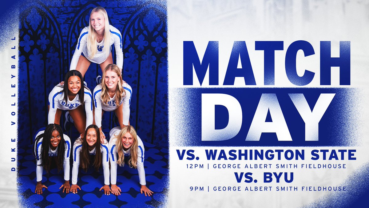 DukeVB's tweet photo. 𝙏𝙊𝘿𝘼𝙔'𝙎 𝙏𝙃𝙀 𝘿𝘼𝙔 😈😈😈

🆚 Washington State (12pm) &amp; BYU (9pm)
📍 George Albert Smith Fieldhouse
📺 https://t.co/kyF5NArpaA (Free to watch, just create an account)
📊 https://t.co/4bMl9lee6O (vs Washington State)
📊 https://t.co/FwYd5OJiWj (vs BYU)

#GoDuke 🔵😈🏐 https://t.co/x5MvV7GdHX