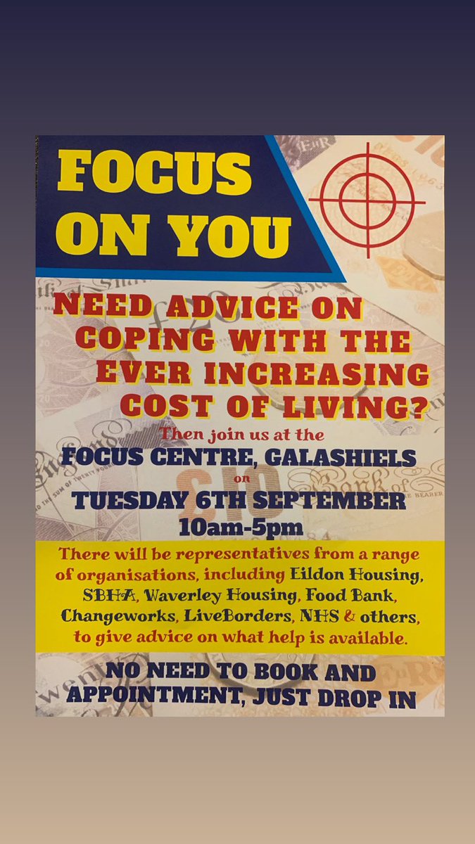 For anyone needing advice on coping with the ever increasing cost of living this drop in at the focus centre might be useful. 👇👇👇
