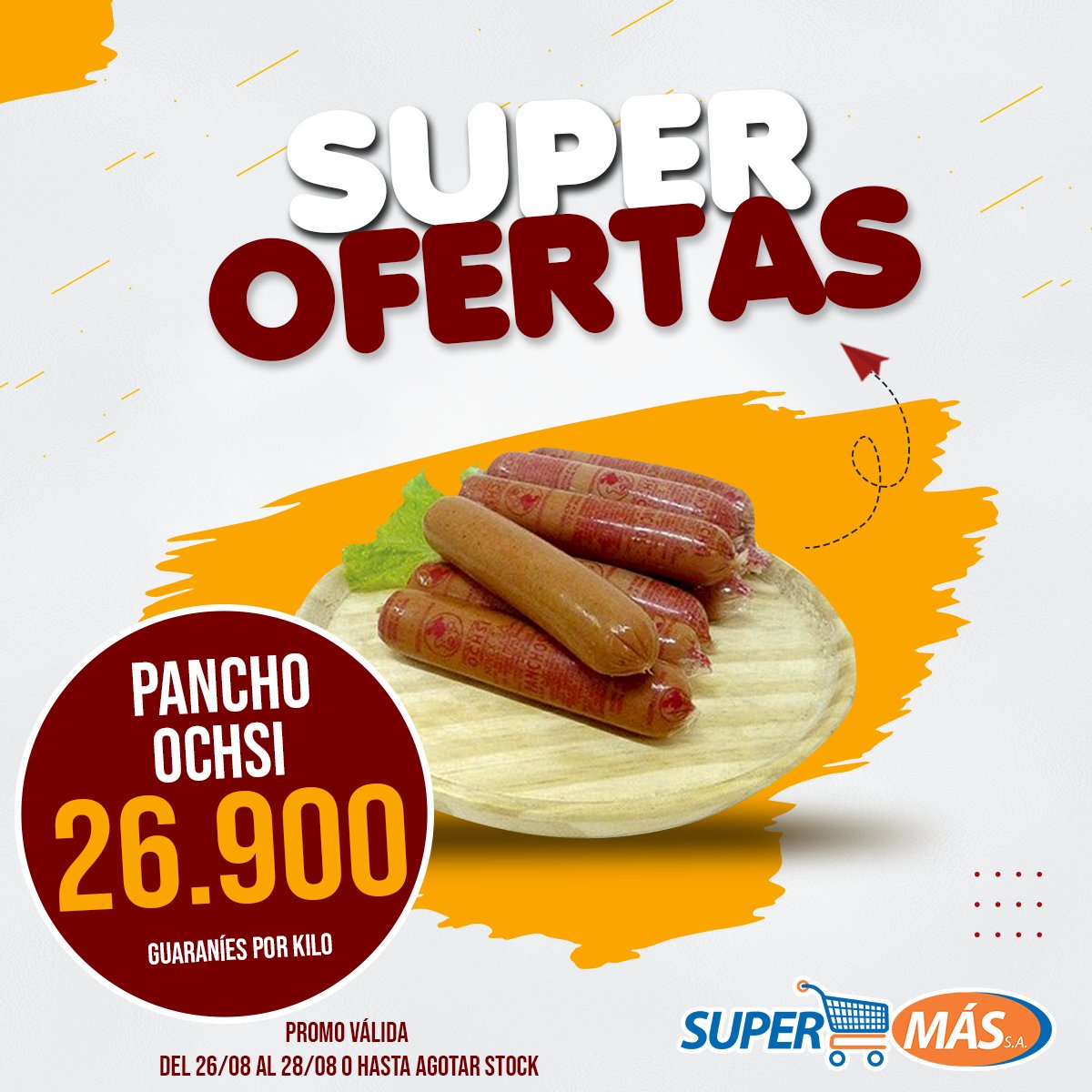 supermas_py's tweet photo. 🥳🥳Super oferta de fin de semana🥳🥳
▪▪▪▪TE ESPERAMOS▪▪▪▪
Oferta válida desde el viernes 26/08
Estamos al lado mismo del Mercado de Abasto de Asunción y abrimos hasta las 20 horas 😉
.
.
#SuperMas #SuperMasPy #TeDaMasPorMenos #OfertasDeVerdad #Descuenton #másofertas https://t.co/vrdutphAfc