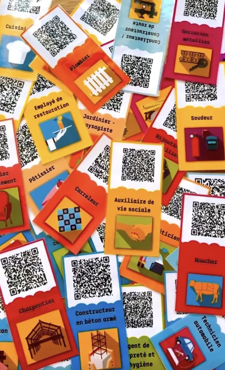 Création de flashcards pour l’#orientation. QR code qui renvoie à la vidéo d’<a href="/Onisep/">Onisep</a> sur le métier en question. Rendre plus accessible les ressources aux élèves… 

Illustration d’Onisep et modèle de cartes sur Canva.