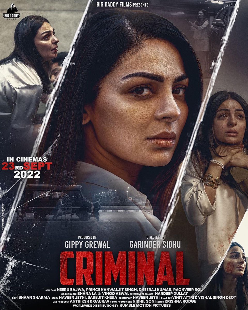 GarinderSidhu's tweet photo. Revealing the first look of @neerubajwa as Mahi in Criminal on her birthday 🥳 

#Criminal Releasing Worldwide In Cinemas On 23rd September 2022 🔥

@gippygrewal @princekanwaljitsingh @dheerajkkumar @raghveerboliofficial @garindersidhu @bigdaddyfilmsofficial  @naveenjethi https://t.co/zkbQZicQzc
