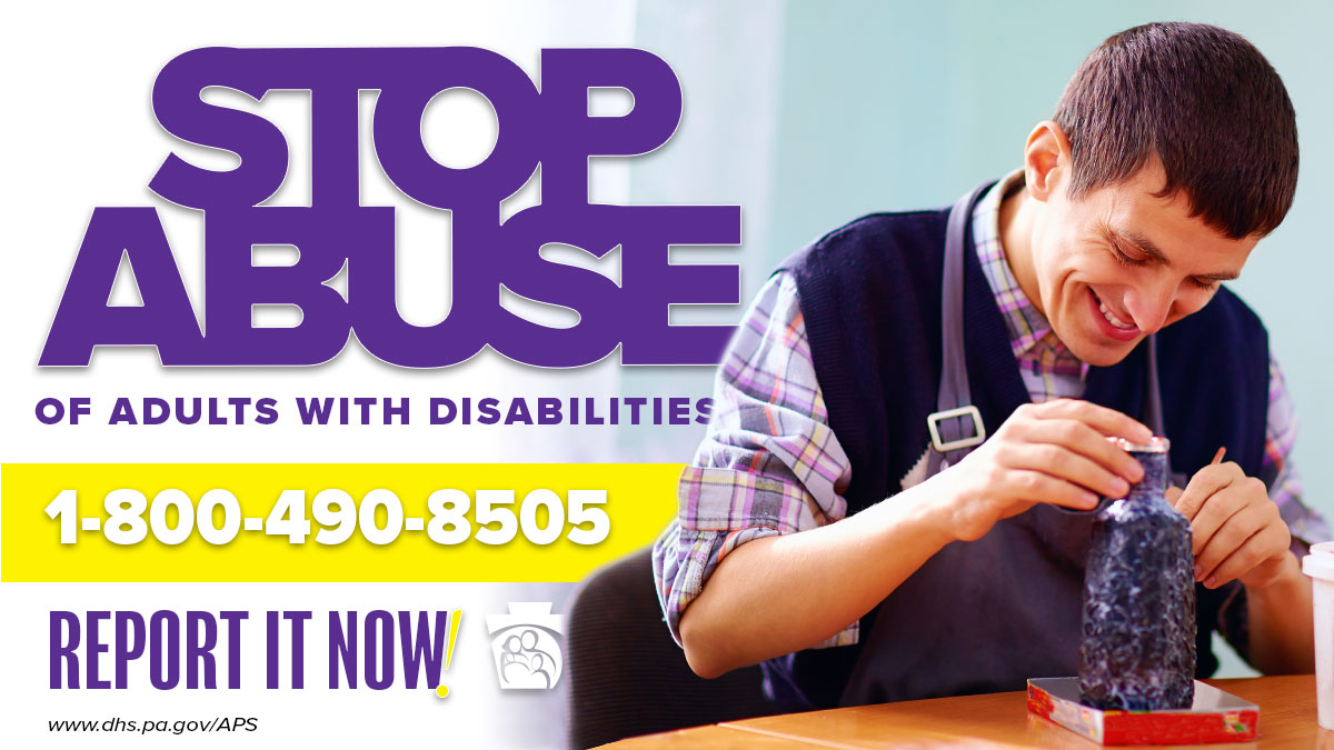 PAHumanServices's tweet photo. By calling the Protective Services Hotline at 1-800-490-8505, we can protect PA adults with disabilities from abuse. Services include: 
🏠 Temporary shelter 
💊 Medical care 
❤️ Personal care 
💬 Counseling 
📑 Legal and financial assistance  
Learn more: https://t.co/w9sy982Oka https://t.co/p8PZ00w3LE