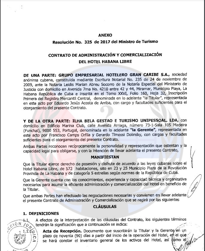 LARESISTENCIAC2's tweet photo. Comenzamos, publicaremos todos los contratos de la venta de los Hoteles Cubanos, principalmente a GESMESOL S.A. estan vendiendo todo porue no pueden administrar nada. FUEGOOO #SOSCUBA #CUBA #CIBERCUBA. https://t.co/Phk6InHzXP