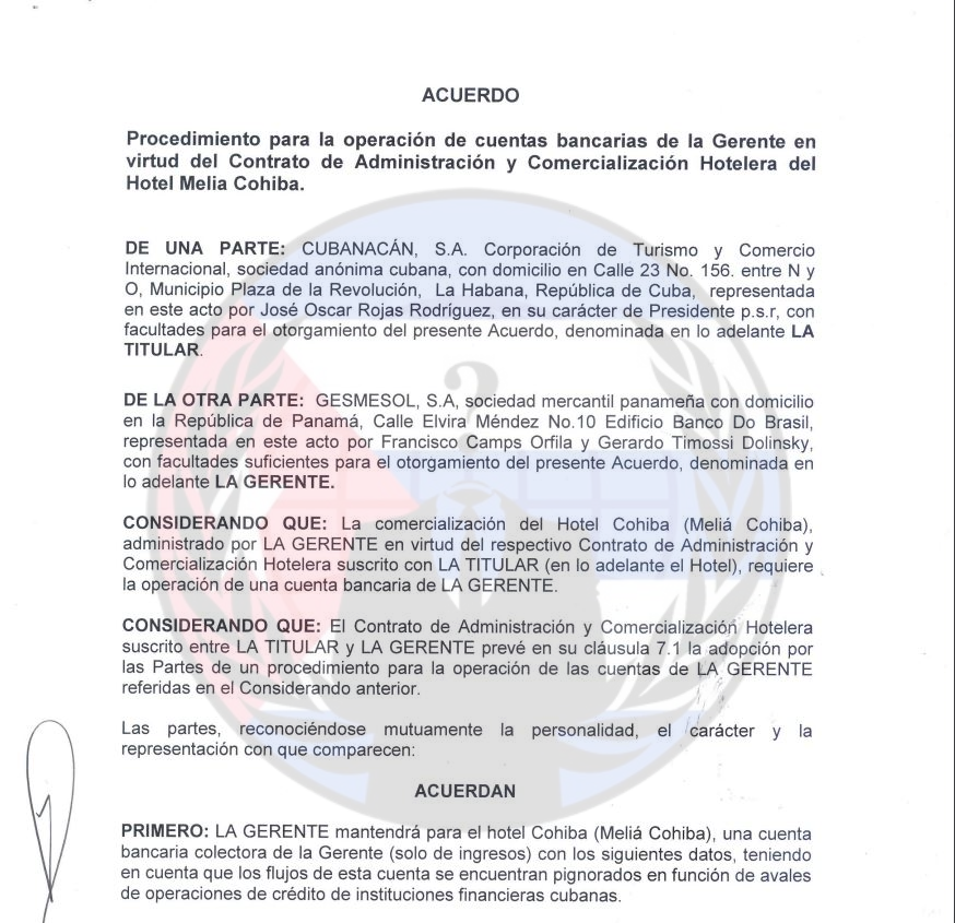 LARESISTENCIAC2's tweet photo. Comenzamos, publicaremos todos los contratos de la venta de los Hoteles Cubanos, principalmente a GESMESOL S.A. estan vendiendo todo porue no pueden administrar nada. FUEGOOO #SOSCUBA #CUBA #CIBERCUBA. https://t.co/Phk6InHzXP