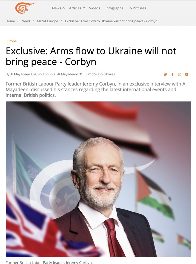 The website Jeremy Corbyn chose to give an exclusive interview on Ukraine  to, is now publishing rants from disgraced former academic David Miller., image size:834x1124