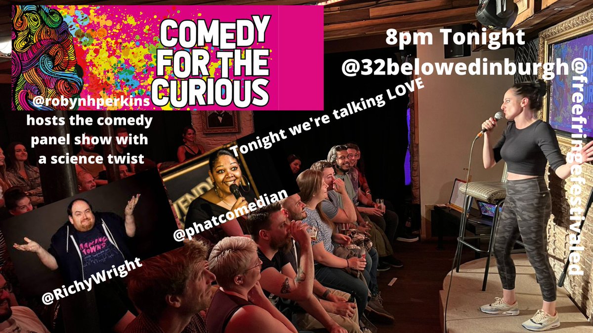 comedy_curious's tweet photo. Friday Night of a Bank Holiday weekend - Yay
Head down to @32below for fun and science and tonight it's all about LOVE with @RichyWright and @phatcomedian 
https://t.co/VIe0eY1w9a
#EdingburghFringe https://t.co/d4ZFSGVz8L