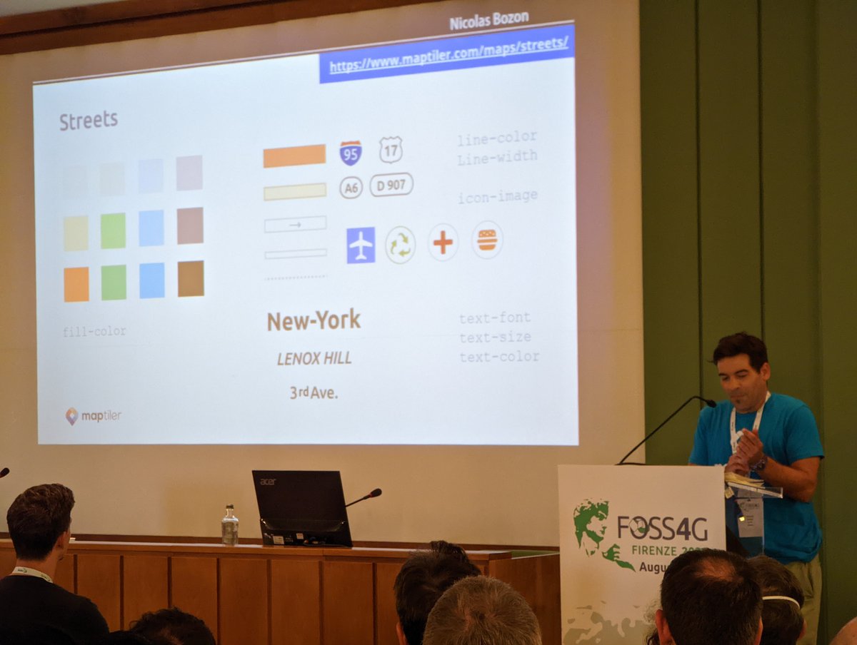 MapTiler's tweet image. Our #Cartography wizard 🧙‍♂️ @cartogenic is giving away a few of his vector styling secrets to a packed house @foss4g #FOSS4G2022 #StandingRoomOnly