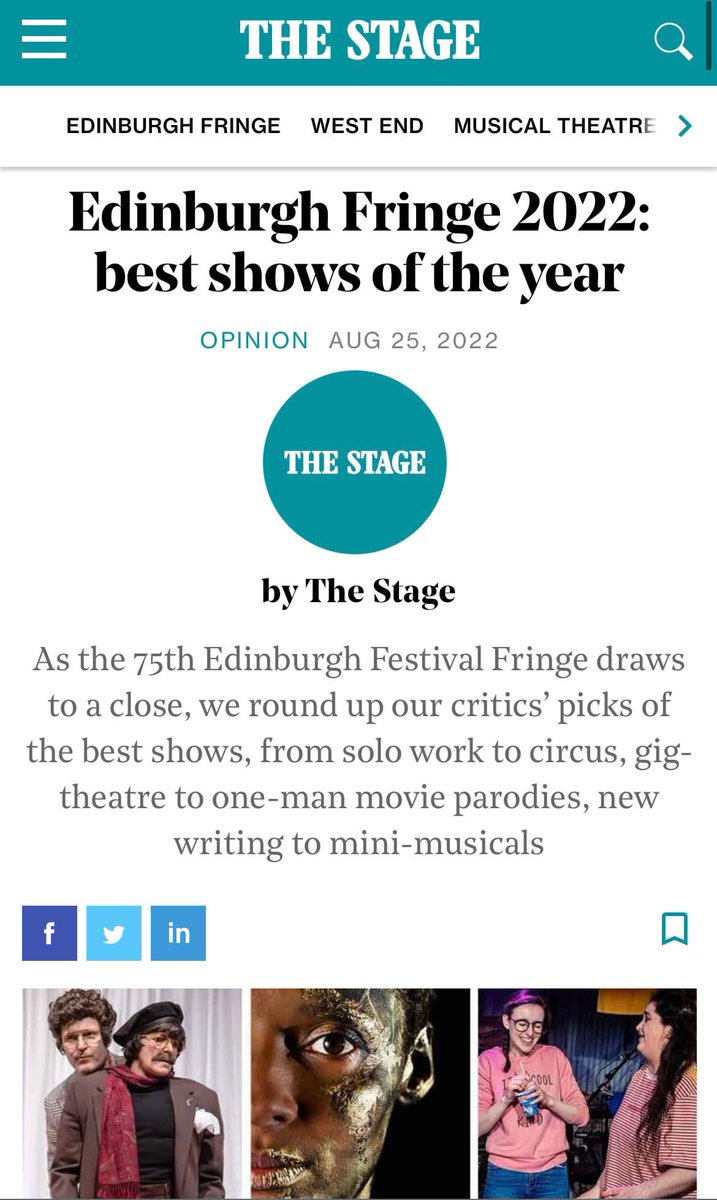 LeanneDevlin10's tweet photo. Two Fingers Up had made @TheStage list of best shows of the year!!! I will be forever grateful for being a part of this gem ❤️ 3 shows left @Summerhallery https://t.co/c2BKLMvDAq