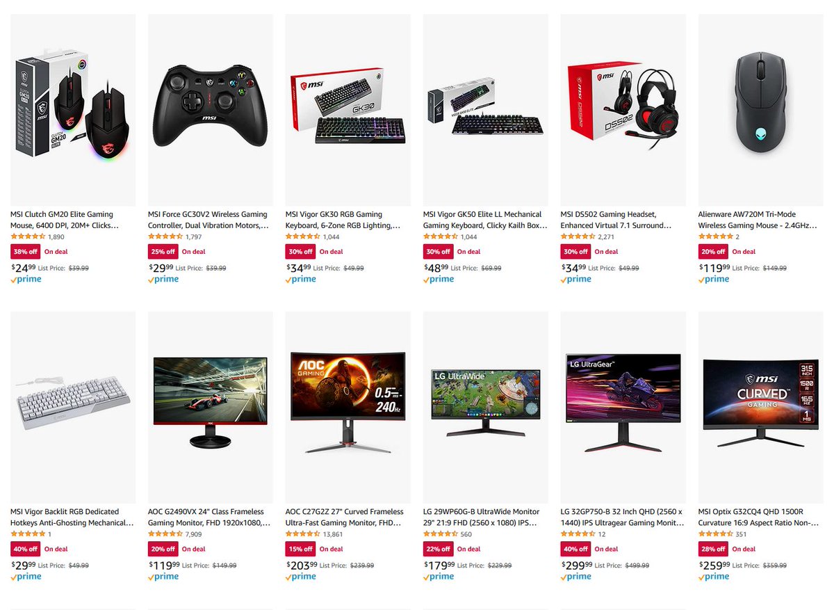 Gaming Accessories Sale via Amazon (Prime Eligible). https//t.co