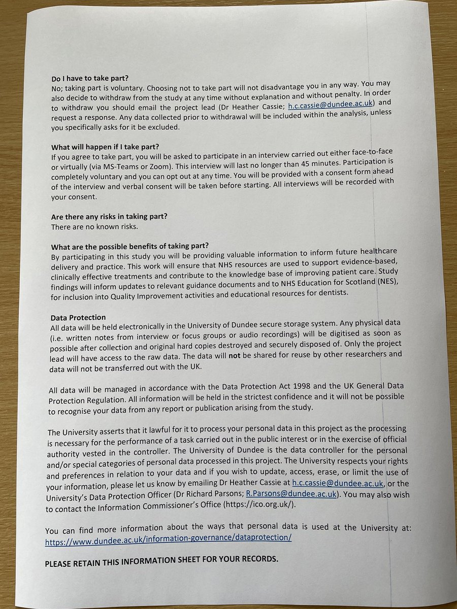 Looking for #PrimaryCare #dentists working in Scotland to take part in a short Teams interview about adopting a #ChoosingWisely approach in dentistry. Guild rate payment available.  Conducted in collaboration with <a href="/dundeeuni/">University of Dundee</a> <a href="/NesDental/">NES Dental</a> <a href="/DundeeDental/">Dundee Dental School</a> 

Please RT

👇for more info
