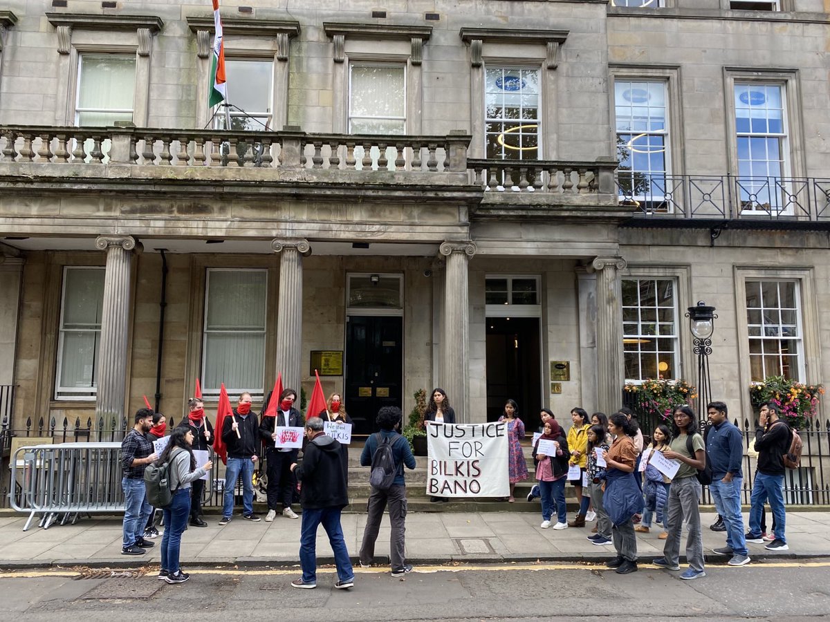 YCLEdinburgh's tweet photo. Yesterday, we protested the release of 11 of the assailants who carried out these barbarous acts. Solidarity forever. https://t.co/22iKGQ0YZX