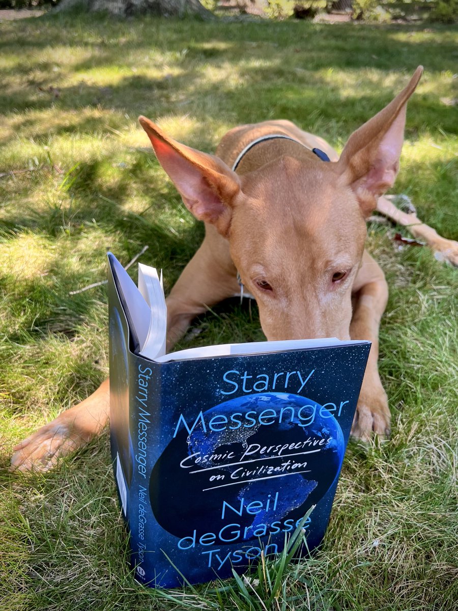 neiltyson's tweet photo. In the chapter Meatarians &amp; Vegetarians, Leo from Virginia was intrigued that some humans eat only plants. #InternationalDogDay https://t.co/3QHp6qcEAQ