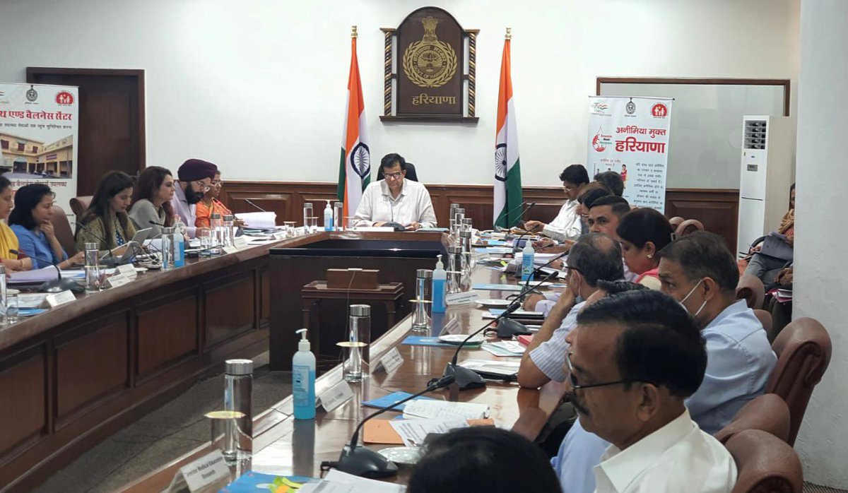 Chief Secretary, Haryana chaired 10th Governing Body Meeting of State Health Society, NHM, Haryana.
ACS, Health; ACS of other Departments; MD, NHM; DGHS; ADGHS; Directors, Deputy Directors /  Programme Officers and other officials were present during the meeting.
#HealthForAll