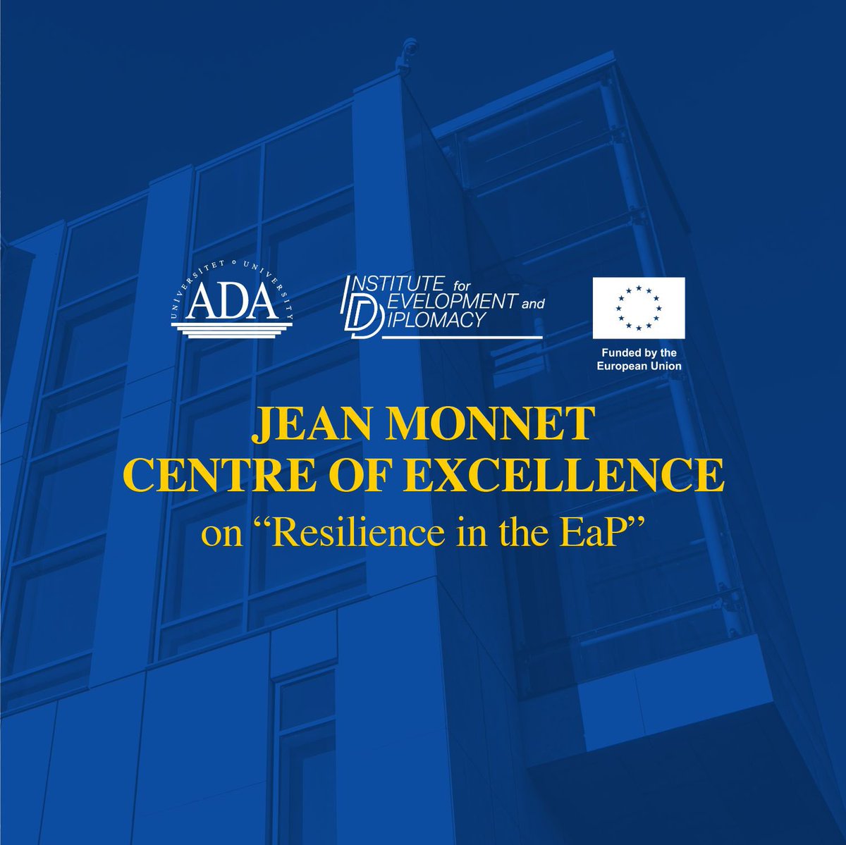 IDD_ADA's tweet photo. We are privileged to have been awarded the title of the Jean Monnet Centre of Excellence (JMCE) on “Working towards #resilientsocieties in the #EaP: challenges and opportunities for the policy beyond 2020”.
We are the first institution in Azerbaijan hosting the #JMCE. https://t.co/AelKe194nk