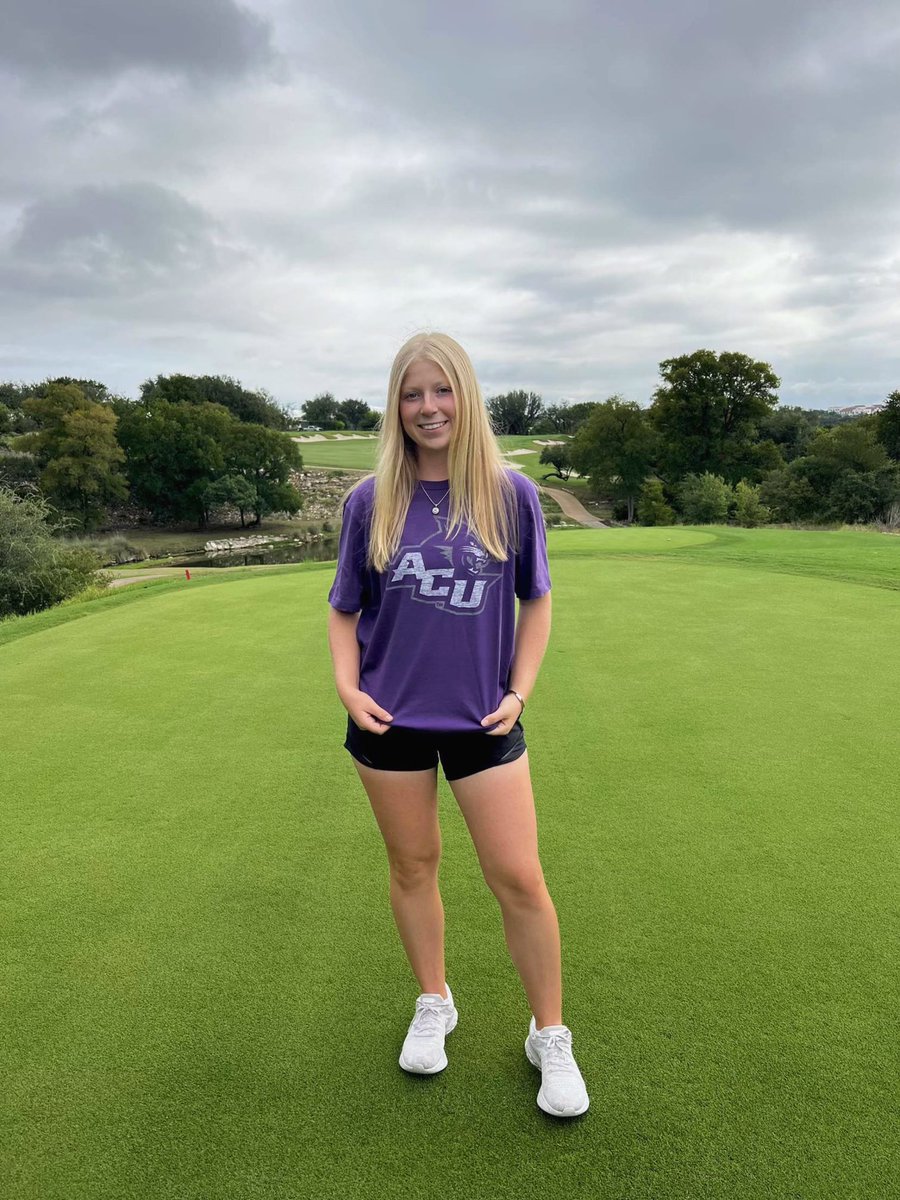 KatePickrell's tweet photo. I am so excited to announce my verbal commitment to play golf for Abilene Christian University! I want to thank my family, friends, and coaches for supporting me on my journey. Go Wildcats!!💜🤍😼 https://t.co/2ZpWQWfdeM