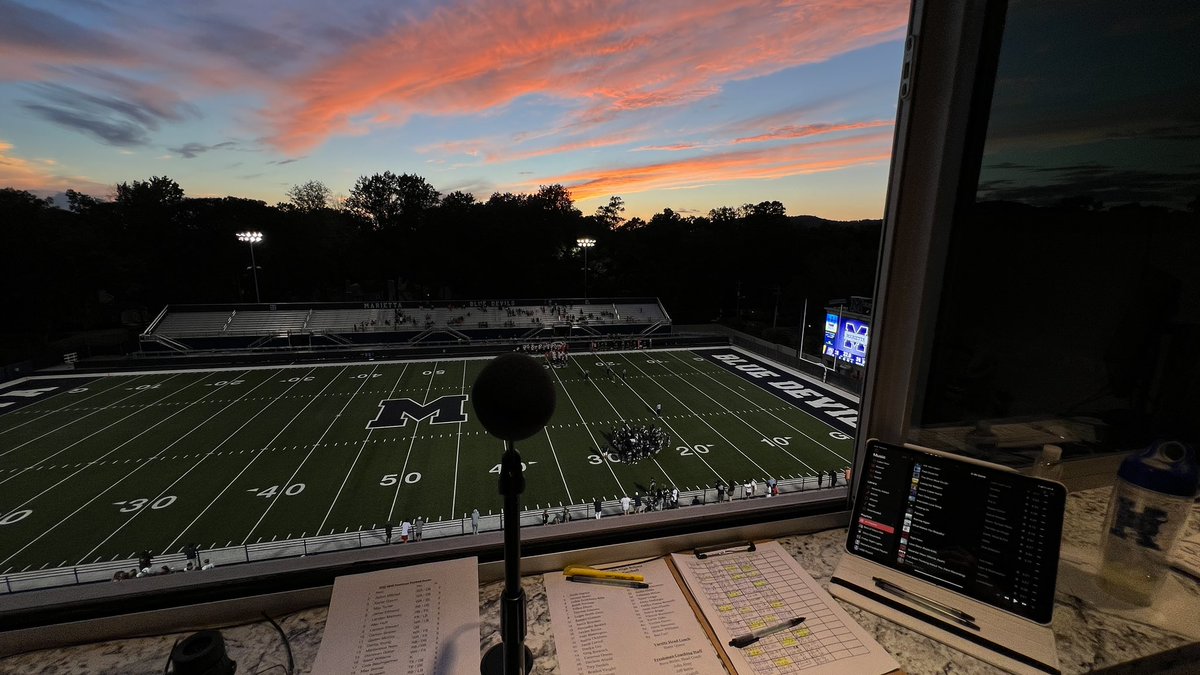 TMayerTV's tweet photo. Great to be back in the #PAbooth for another #football season at @MariettaCitySch as @MHSFBFAMILY freshmen hosts @NorthCobbHSFB #MHSBlueDevils won a come from behind victory 34-30 @MariettaGAhs #PAannouncer #PAGameDay https://t.co/MkA8CqwdkP
