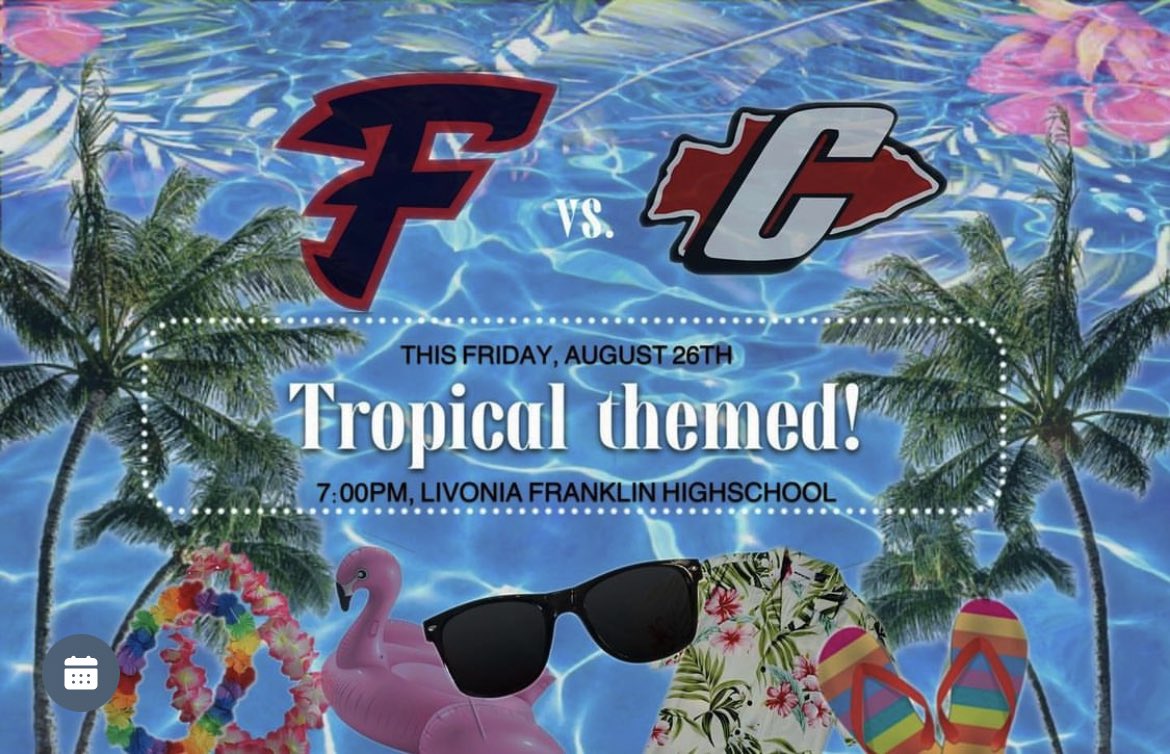 TheColonyFHS's tweet photo. ๐จ๐จGAME DAY๐จ๐จ
WHEN: 7pm
WHERE: FRANKLIN
THEME: TROPICAL๐บ๐ด
BE THERE AND BE LOUDโผ๏ธ๐
#beatcanton https://t.co/jyHRxvPrYJ
