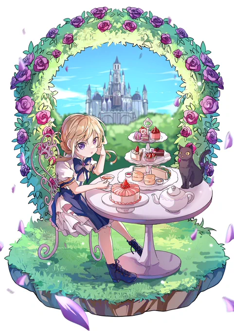 ローズガーデン#創作イラスト #オリジナルイラスト #魔女っ子 