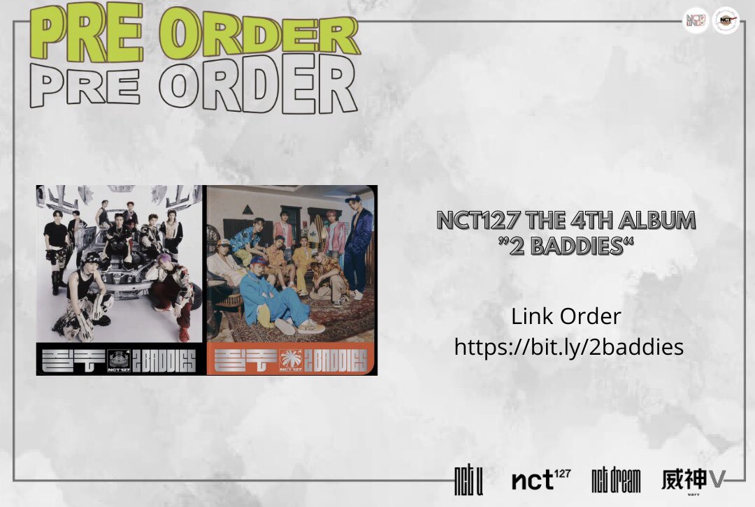 nctindostore's tweet photo. [OPEN PO] NCT127 4th Album - 2 Baddies

Estimasi harga
DHL : 320K EMS : 295K
DP : 100K

*Random versi, beli lebih dari 1/beda versi*

✅ EMS/DHL + Tax
✅ Packing 
✅ Shopee
❎ Ongkir ke alamat

Link order 👇
https://t.co/f8RuNKw6xk https://t.co/VnwkadJvwZ
