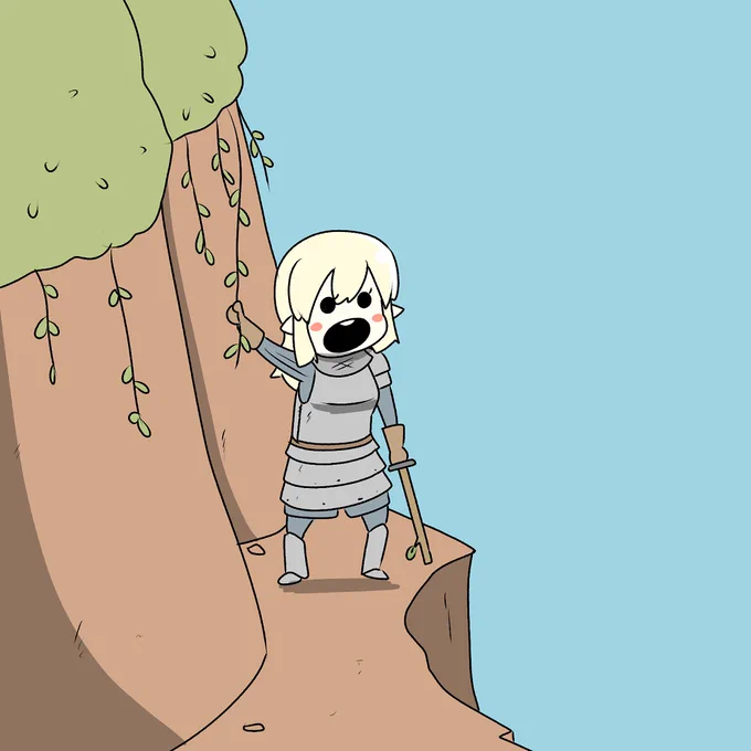 片手千人斬りって格好いいよなぁと思って描いたらただ崖で待ち伏せしているエルフになってしまった 