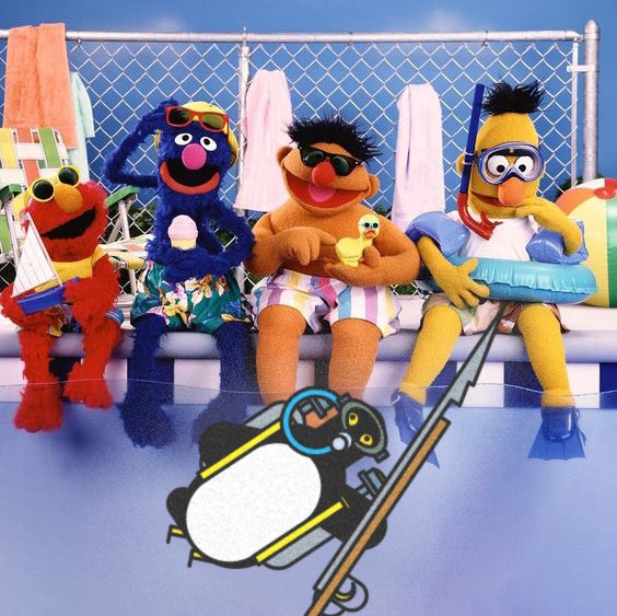 Stukuls's tweet photo. Swimming with the gang!
#sesamestreet #muppets #ernie #bert #grover #elmo #NYC #pool #NYCpools #swim #swimming #scuba #spear #rubberducky #icecream #floties #summer #summerinthecity #PBS #kids #august #penguins #企鵝 #펭귄 #пингвин #ペンギン #pingüino #pinguin https://t.co/UEd9TSWv3R