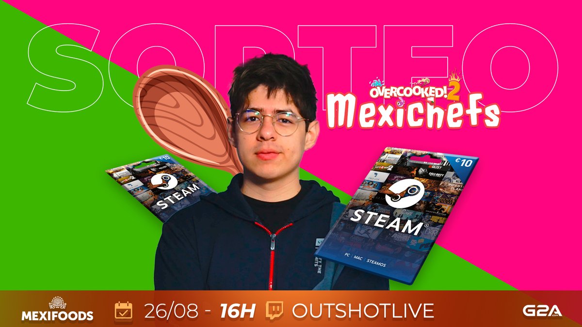 OutshotL's tweet photo. SORTEO DEL TORNEO #MEXICHEFS de una STEAM CARD de 10 EUR 

🚨REQUISITOS 🚨
• Follow a @Mexifoods4u + @G2A_ES + @OutshotL 
• Dar RT sorteo

El ganador se dará MAÑANA a esta misma hora.
Mucha suerte a todos ❤️ https://t.co/dWcqW3kbxE