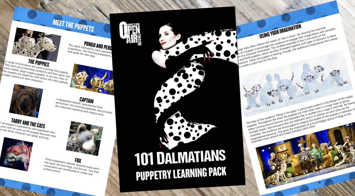 Toby Olié (@tobyolie) on Twitter photo Want to learn more about how the puppetry for #101Dalmatians was created?
Then look no further than this FREE learning pack that I created in collaboration with the brilliant <a href="/Soozmalooz1/">Susie Ferguson</a> & very generous <a href="/OpenAirTheatre/">Open Air Theatre</a>
Yours to download here: openairtheatre.com/uploads/pdfs/P… Want to learn more about how the puppetry for #101Dalmatians was created?
Then look no further than this FREE learning pack that I created in collaboration with the brilliant <a href="/Soozmalooz1/">Susie Ferguson</a> & very generous <a href="/OpenAirTheatre/">Open Air Theatre</a>
Yours to download here: openairtheatre.com/uploads/pdfs/P…
