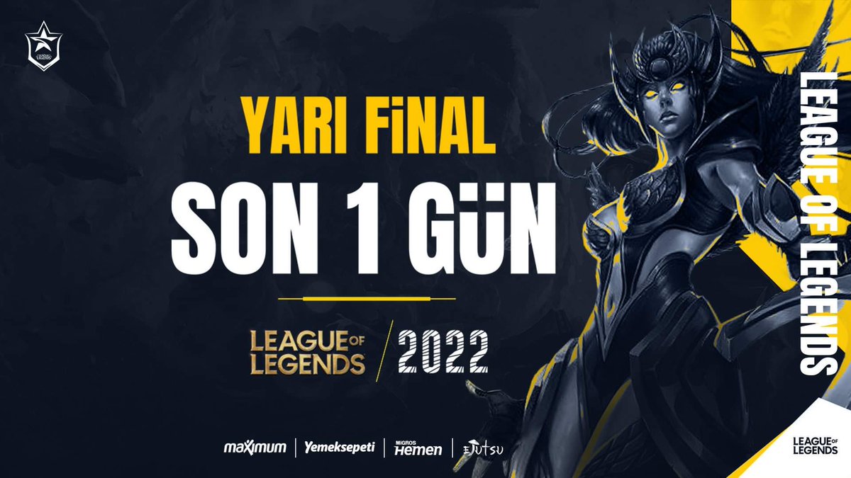 FBespor's tweet photo. Ne Mutlu Seni Sevene! 💛💙
2022 Şampiyonluk Ligi Yaz Mevsimi Finalleri'nde yarı final karşılaşmamıza son 1 gün!
#HerZamanHerYerde #FBLOL https://t.co/TByvuM6vd4