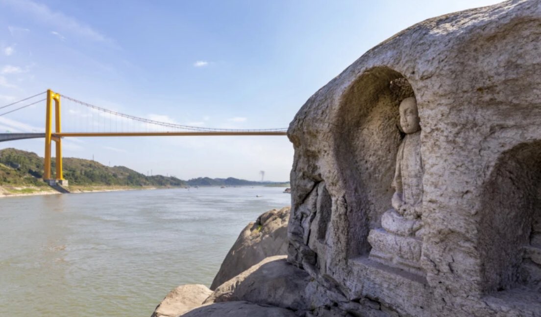 the_stupa's tweet photo. Yangtze River Dries Up, Revealing 600-Year-Old Buddhist Statues https://t.co/wiPzUUqcJS