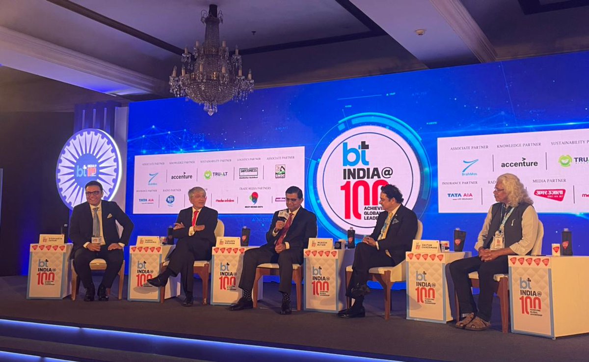 SanjeevKrishan_'s tweet photo. Was a privilege to share the dais with @gchikermane , @mukeshbutani and Manish Sabharwal at @business_today India@100 Economic Summit as I spoke on how consistency in policies is important to encourage investments that will propel us towards global leadership.

#CommittedIndia https://t.co/HPFbQ596Dh