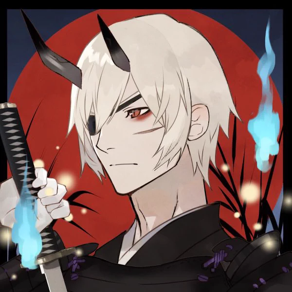 そういえば曳かれ者実卓で使ってる綱の立ち絵ってフォロワーがpicrewで作ってくれたのをそのまま使ってるんだよね元キャラと眼帯の向き逆になったり角が2本になったり実は結構ガラッと変わってるんだが一番雰囲気が「らしい」のでお気に入り 