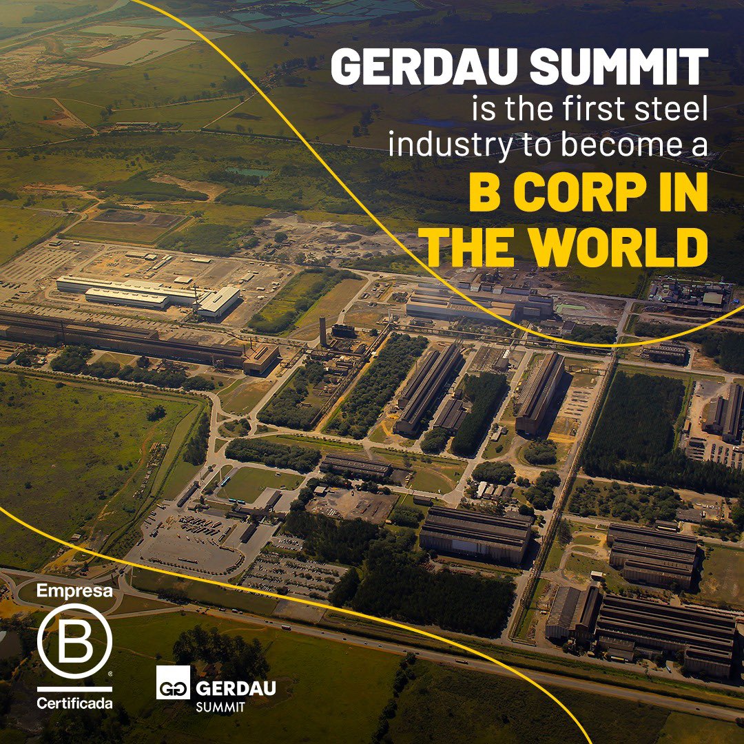 gerdau's tweet photo. #GerdauSummit, our joint venture of parts for #WindPower Generation, becomes the first #BCorp steel industry in the world. We have the ambition to certify all Gerdau operations in the nine countries in which we operate by 2025. #ShapeTheFuture #BSystem https://t.co/CN2rQLpSlr