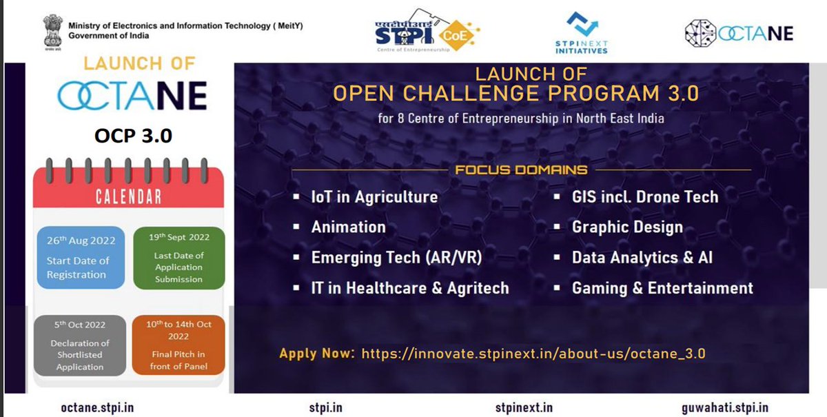 stpiguwahati's tweet photo. #STPIINDIA conducted the launching event of OCP 3.0 for #OctaNE at various locations of #NorthEast  with participations of Students, Entrepreneurs and  Faculty for the #STPICoEs in various #EmergingTech  domains under #OctaNE. Apply Now:https://t.co/l2WZUFQ5Wf https://t.co/1bqdTfP5FX