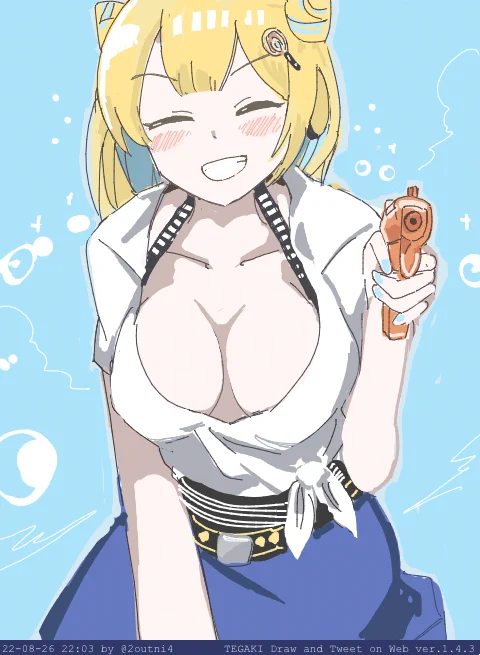 ウォータースプラッシュ前かがみ 田原町つばさ #駅メモファンアート #tegaki_dt 
