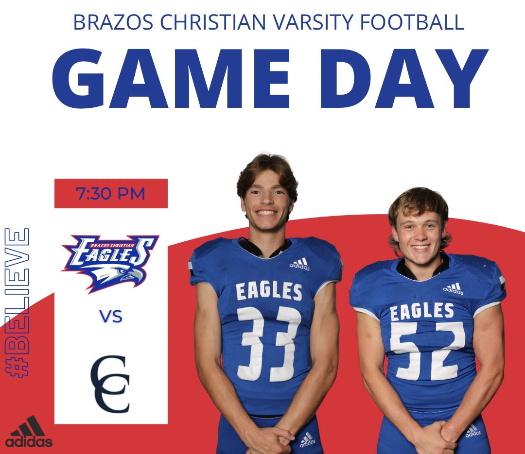 GAME DAY!!! 7:30 KICKOFF AT CYPRESS CHRISTIAN. #GOEAGLES #BELIEVE