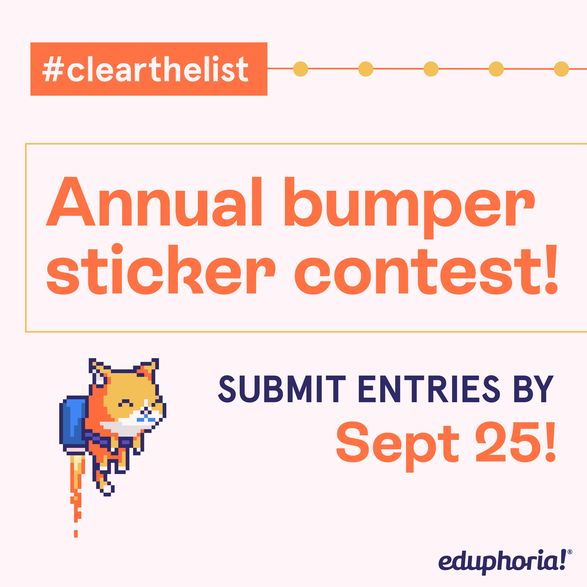 Calling all #creatives! We're on the hunt for our next great #bumpersticker and want to see YOUR ideas. Submissions start on 9/1 so start drafting for the chance to win a $250 <a href="/amazon/">Amazon</a> gift card and #teachers could have their lists cleared if they win🚘