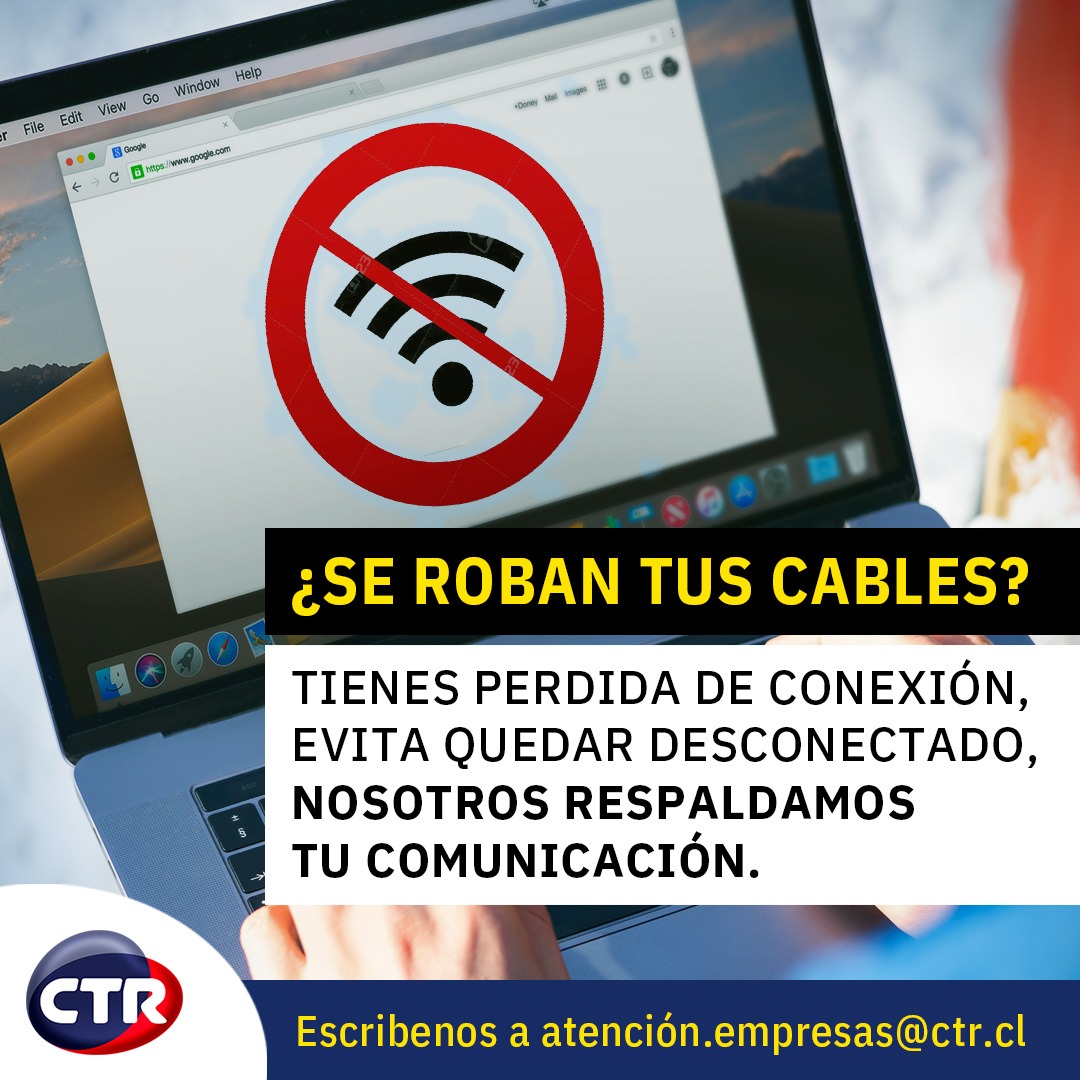 CTR_Chile's tweet photo. ⚠️ ¿𝗧𝗲 𝗵𝗮 𝗽𝗮𝘀𝗮𝗱𝗼? 

👷 El 𝗿𝗼𝗯𝗼 𝗱𝗲 𝗰𝗮𝗯𝗹𝗲𝘀 puede llegar a ser un verdadero problema en 𝗖𝗧𝗥 tenemos el 𝗿𝗲𝘀𝗽𝗮𝗹𝗱𝗼 𝘁𝗲́𝗰𝗻𝗶𝗰𝗼 para que esto no te vuelva a ocurrir. 

📌 Contrata con nosotros. 

#internet #rural #telco # contrataya https://t.co/WSbG0sfVR6