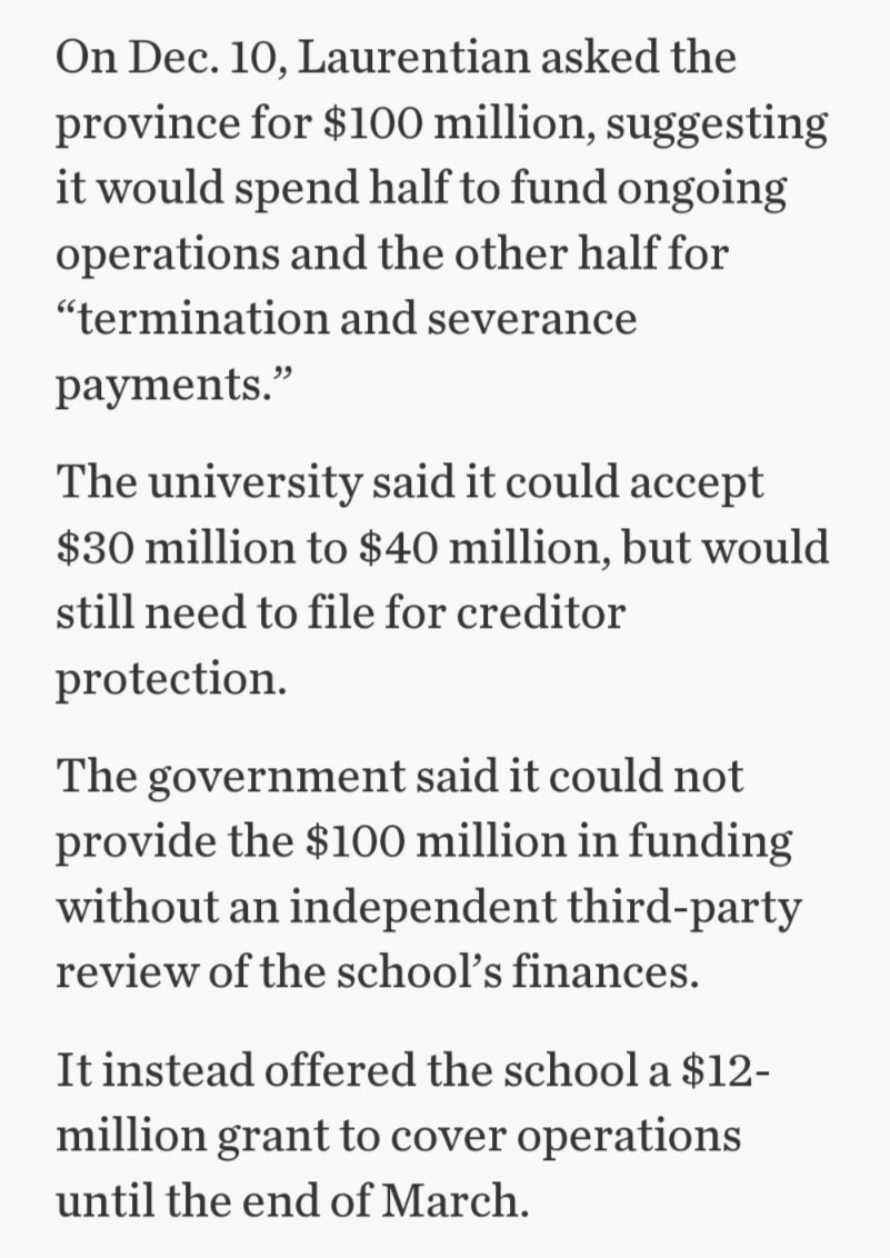 OurSudbury's tweet photo. #Sudbury demands transparency for the damage done to Laurentian University and the surrounding area. The cost to the city is as high as $150 million a year. We need justice to be done.
#VoteAgainstThePlan
#StopTheCCAA https://t.co/jog6AYtYH9