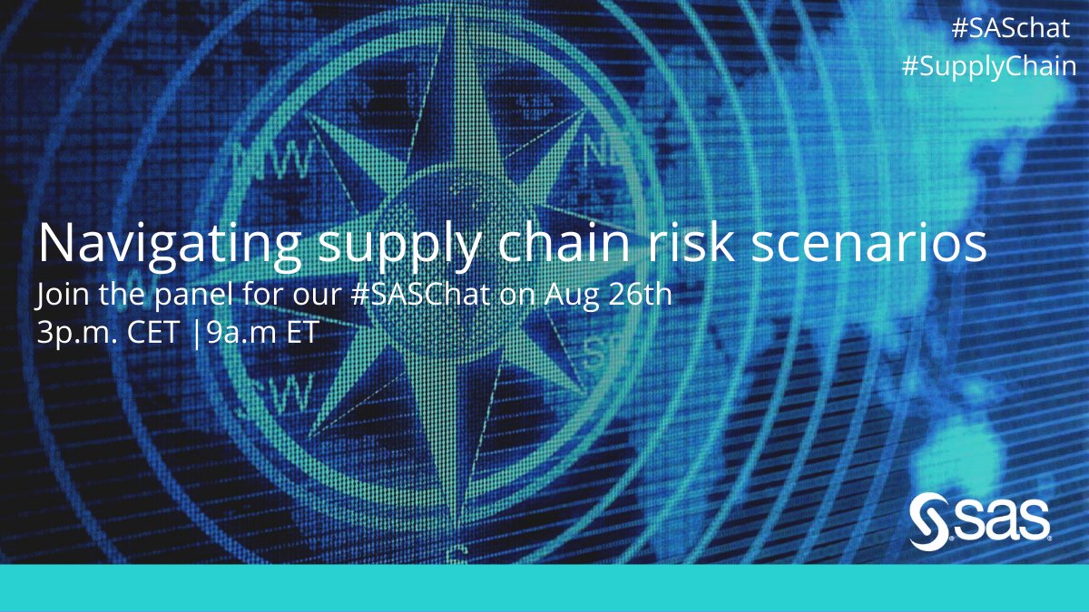 sasforums's tweet photo. Hello and welcome to our chat on #SupplyChain - please introduce yourself and don't forget to use #SASchat and #SupplyChain in all your tweets to be a part of the conversation. https://t.co/q5wyC3Ugr3