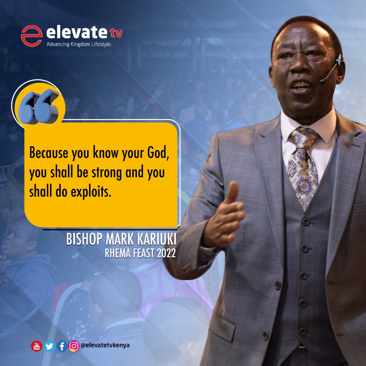 ElevateTVKenya's tweet photo. What a word from Bishop Mark Kariuki during today's session of Rhema Feast.
We are truly been blessed by the Word from the Lord.
#RhemaFeast2022
#GodWorkCommunity
#Advancingkingdomlifestyle https://t.co/jI7wDZeATn