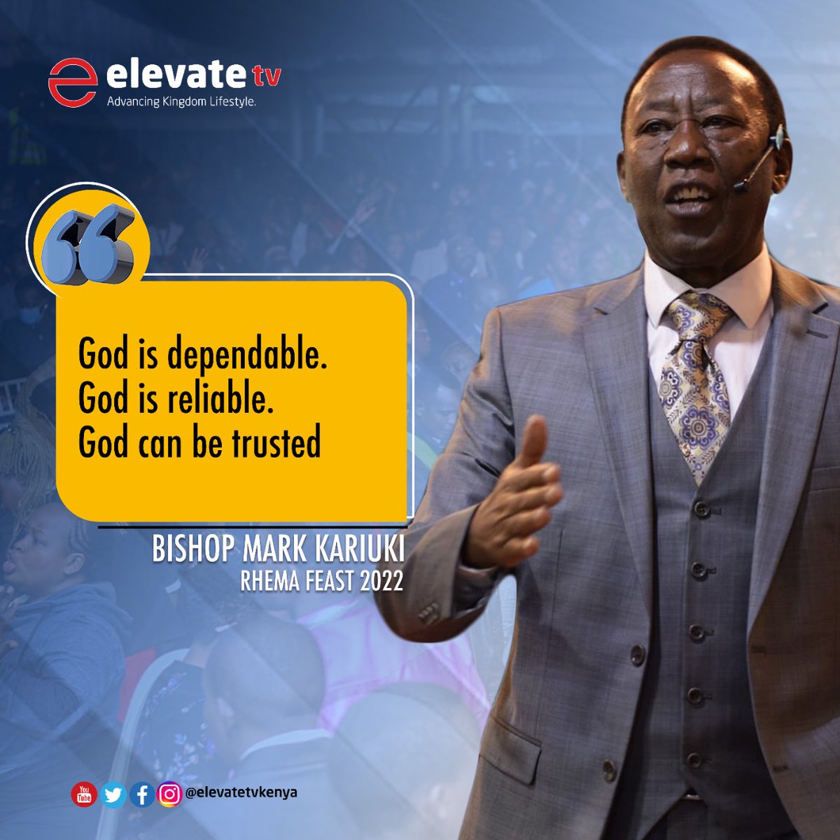 ElevateTVKenya's tweet photo. What a word from Bishop Mark Kariuki during today's session of Rhema Feast.
We are truly been blessed by the Word from the Lord.
#RhemaFeast2022
#GodWorkCommunity
#Advancingkingdomlifestyle https://t.co/jI7wDZeATn