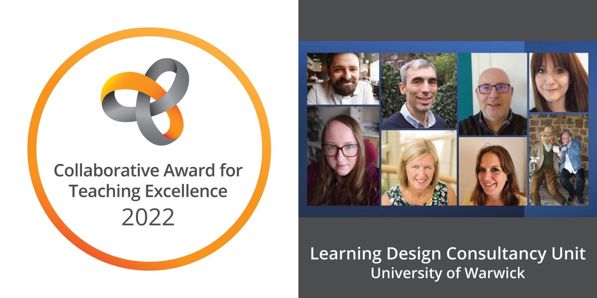 AdvanceHE's tweet photo. Congratulations to the Learning Design Consultancy Unit team from @warwickuni on your #CATE Award! The LDCU encompasses an active community of practice and provides collaborative approaches to sharing practice and inspiration. #CATE22 #AdvanceHE https://t.co/6bKIiHTxcM https://t.co/nWTvL39tj5