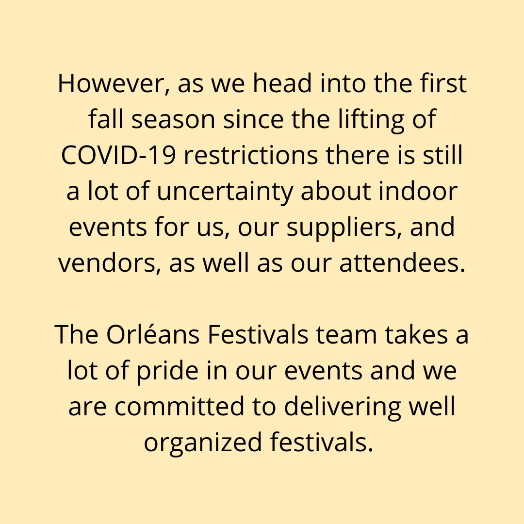 AnkhorEvents's tweet photo. Please see our statement on the cancellation of the Orléans Cork and Fork Festival #OrleansFestivals #CorkAndFork #OCFF ❤️ See you in 2023! https://t.co/4ZenZ5M4tt