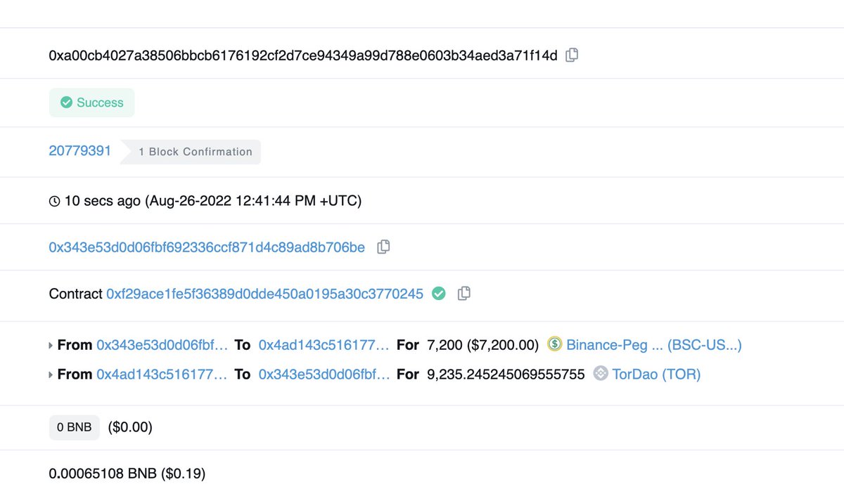 Tor_DAO_'s tweet photo. We have completed the repurchasing and destruction of the #Tor for today. 

✅The total repurchasing value is 7200 USDT. 
✅The destruction amount is 9235 #Tor. https://t.co/cxmMvI7a77